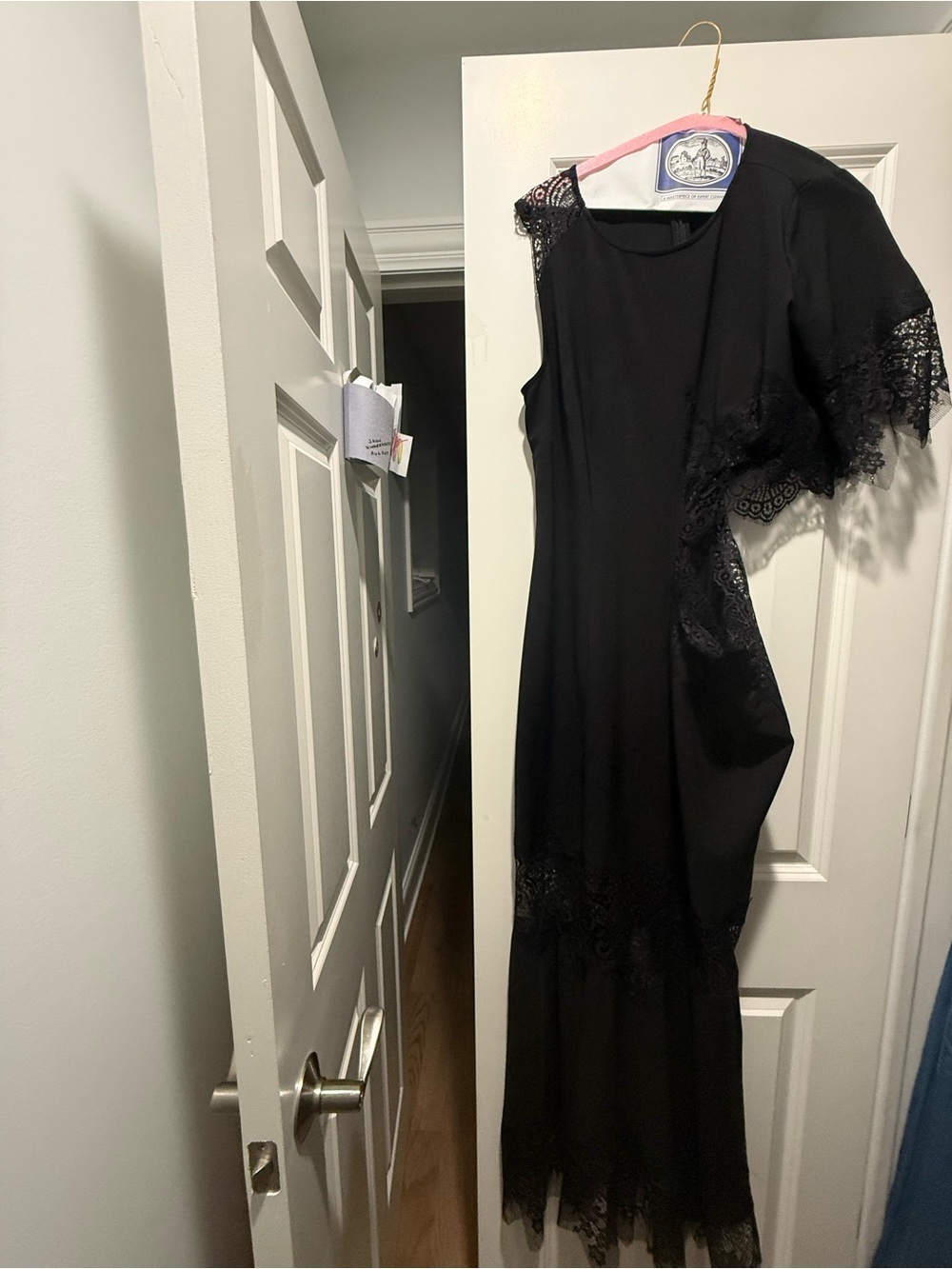 Lace-Trim Black Maxi Dress - Classic Evening Gown